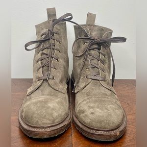 Allen Edmonds green suede lace-up boots
